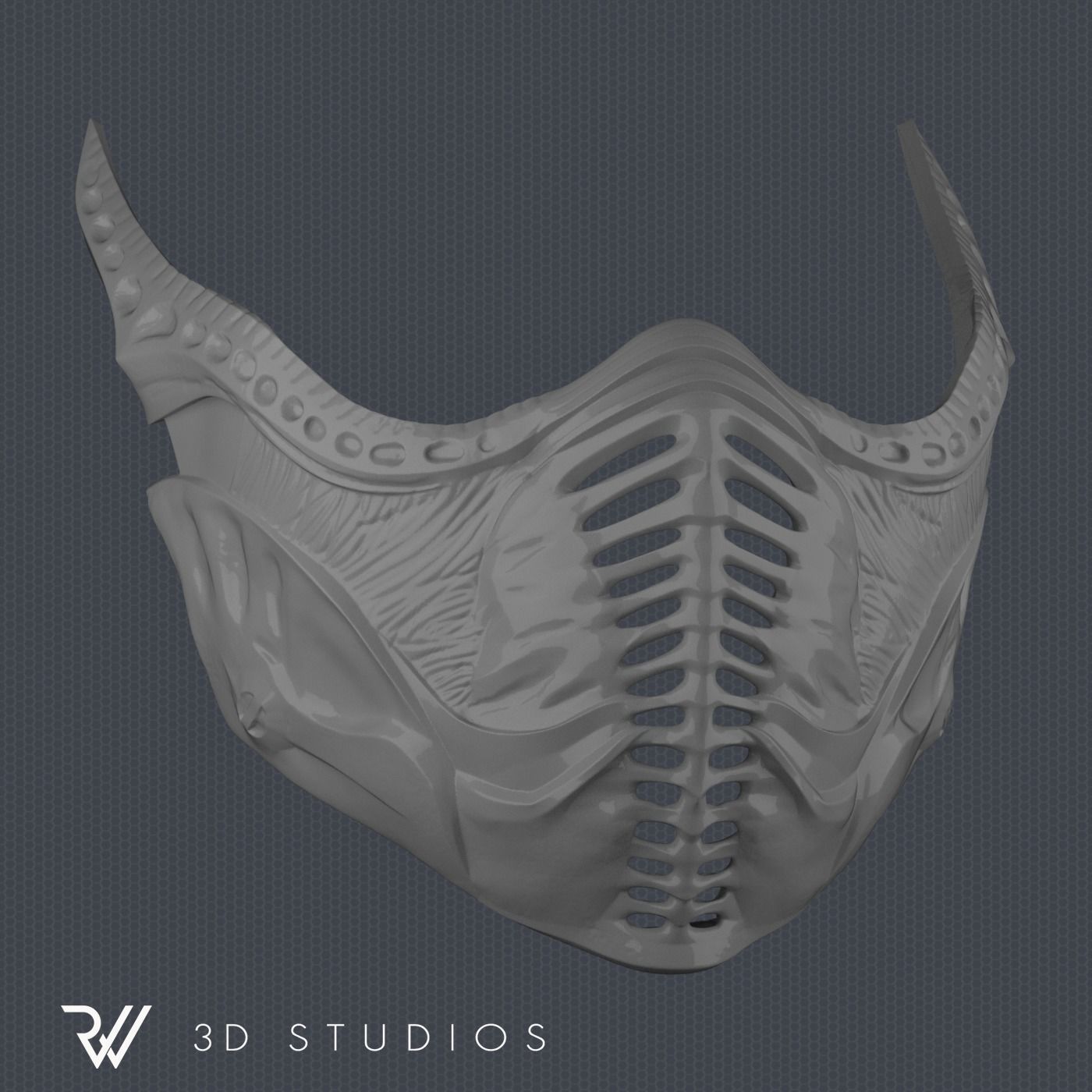MK11 Noob Saibot Mask V1 - STL File 3D print model_3