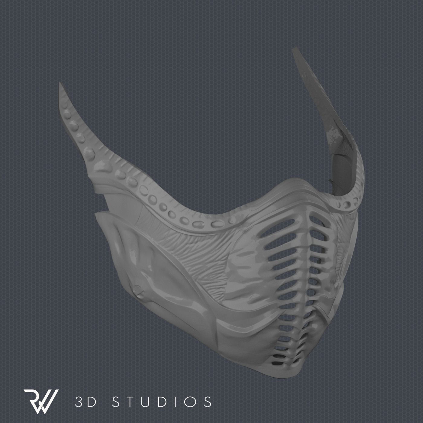 MK11 Noob Saibot Mask V1 - STL File 3D print model_4