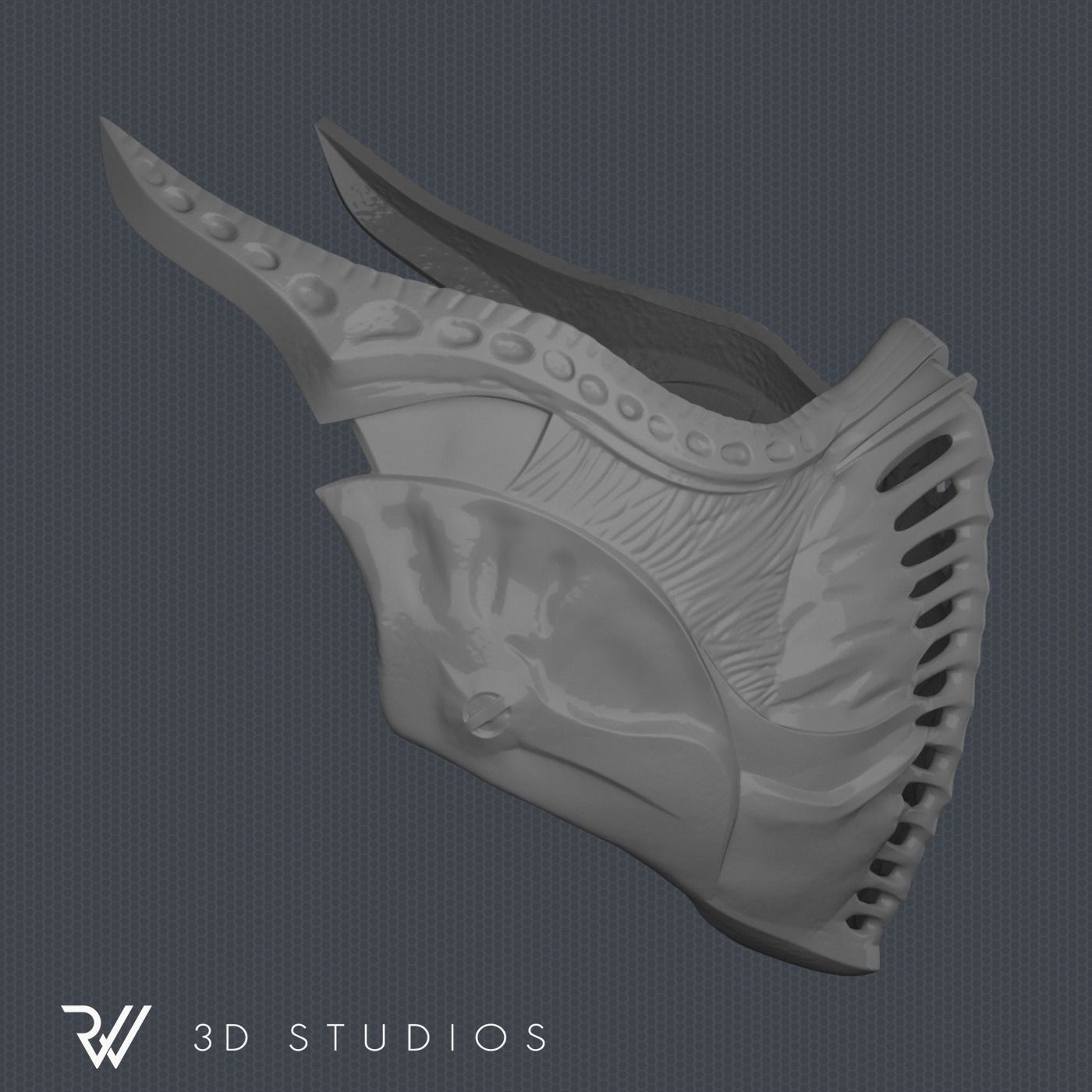 MK11 Noob Saibot Mask V1 - STL File 3D print model_5