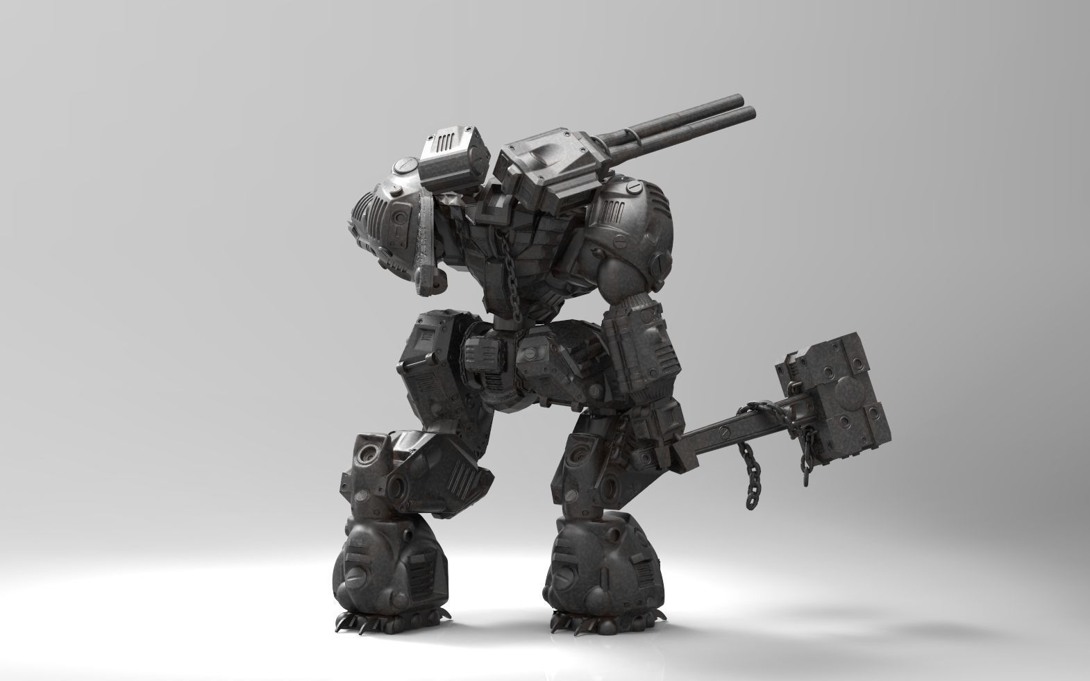 Mech- Kuznets Hammer Mech Miniature 3D print model_2