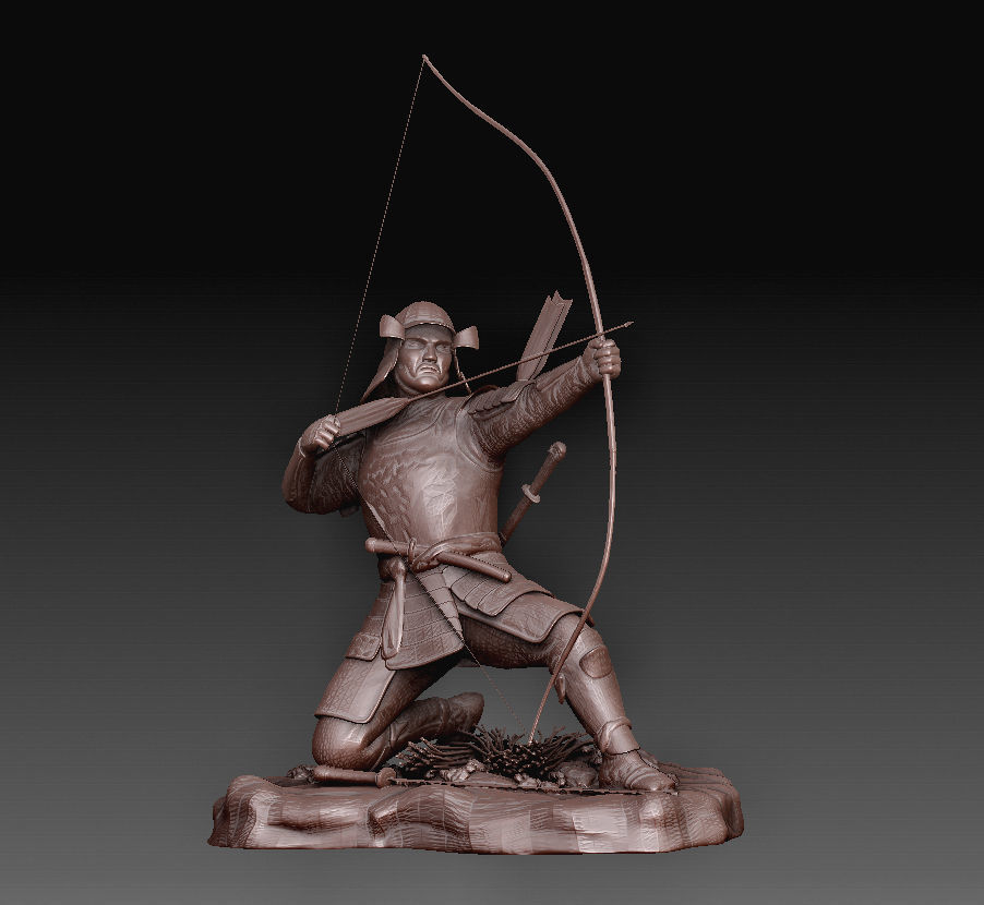 Samurai archer 3D model 3D printable OBJ STL ZTL