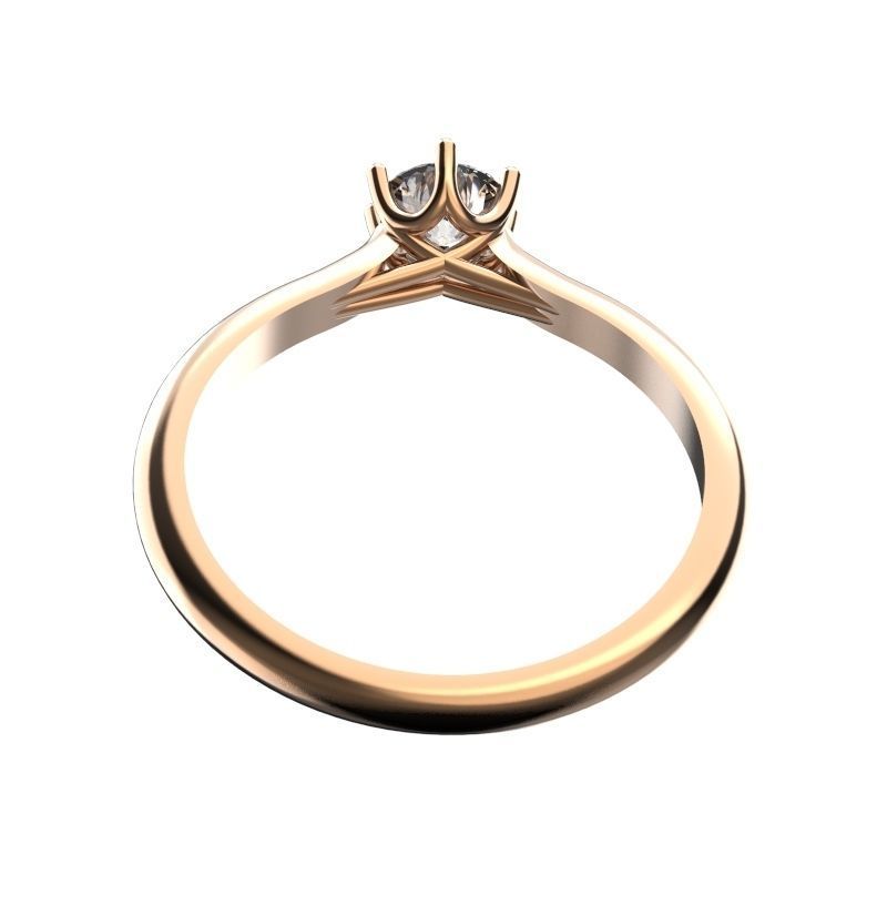 Engagement ring 4 mm stone  3D print model_3