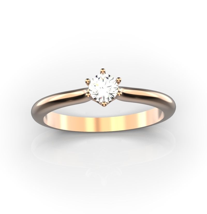 Engagement ring 4 mm stone  3D print model_2