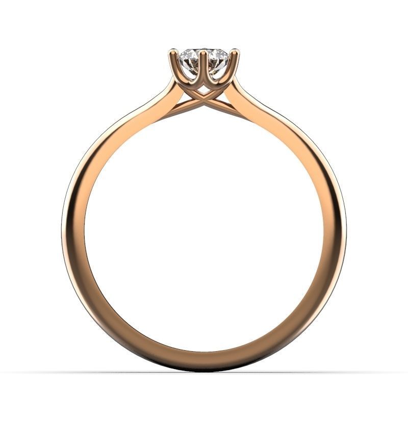 Engagement ring 4 mm stone  3D print model_1