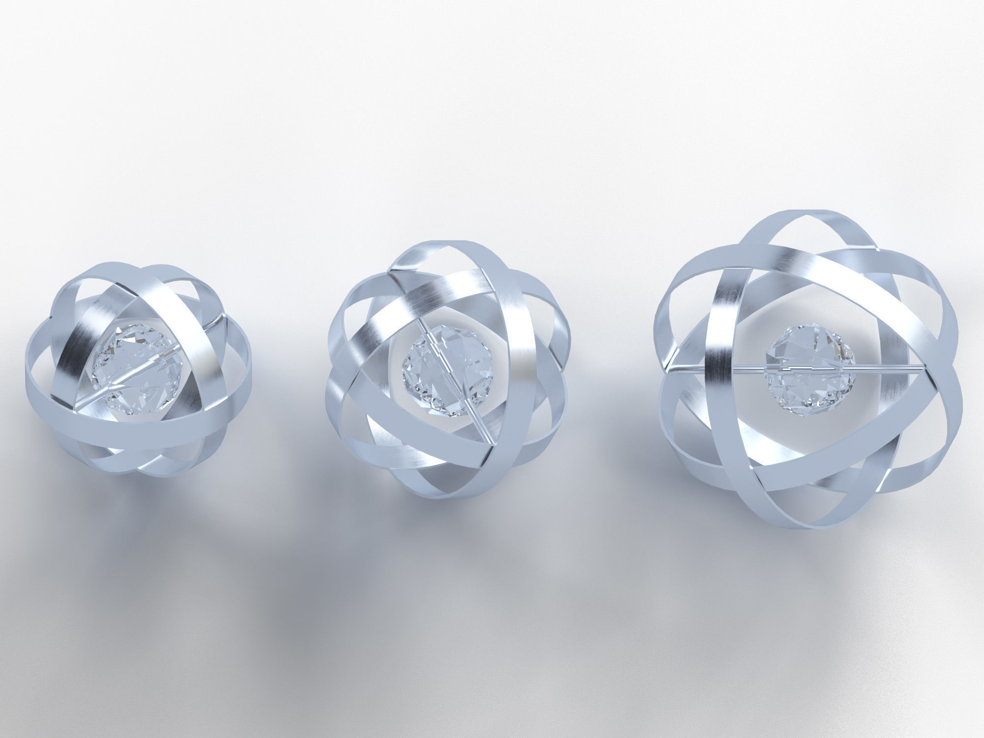 Rings three metal spheres 3D model_3