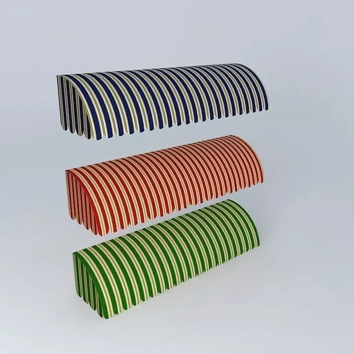 Awnings three different colored striped paper Free 3D model