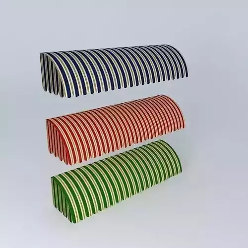Awnings three different colored striped paper