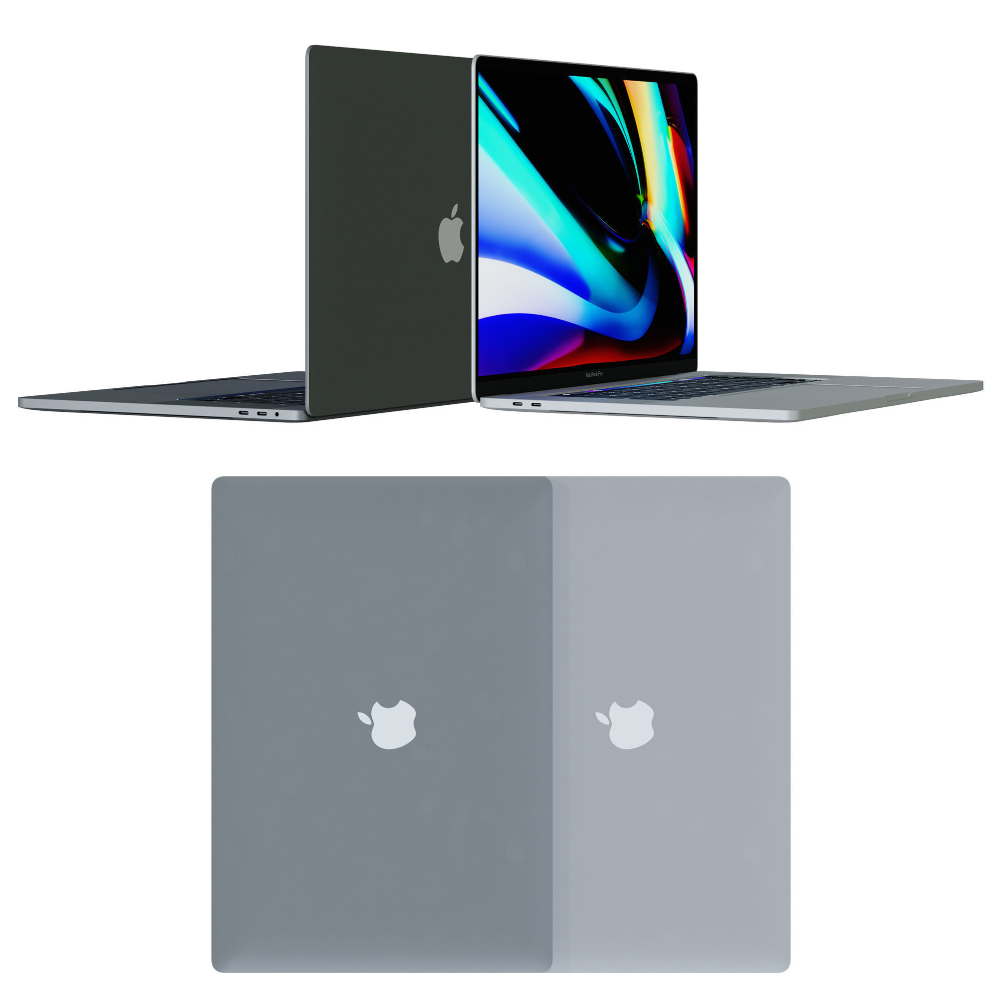 MacBook Pro 16 Grey and Space gray Low-poly 3D model_2