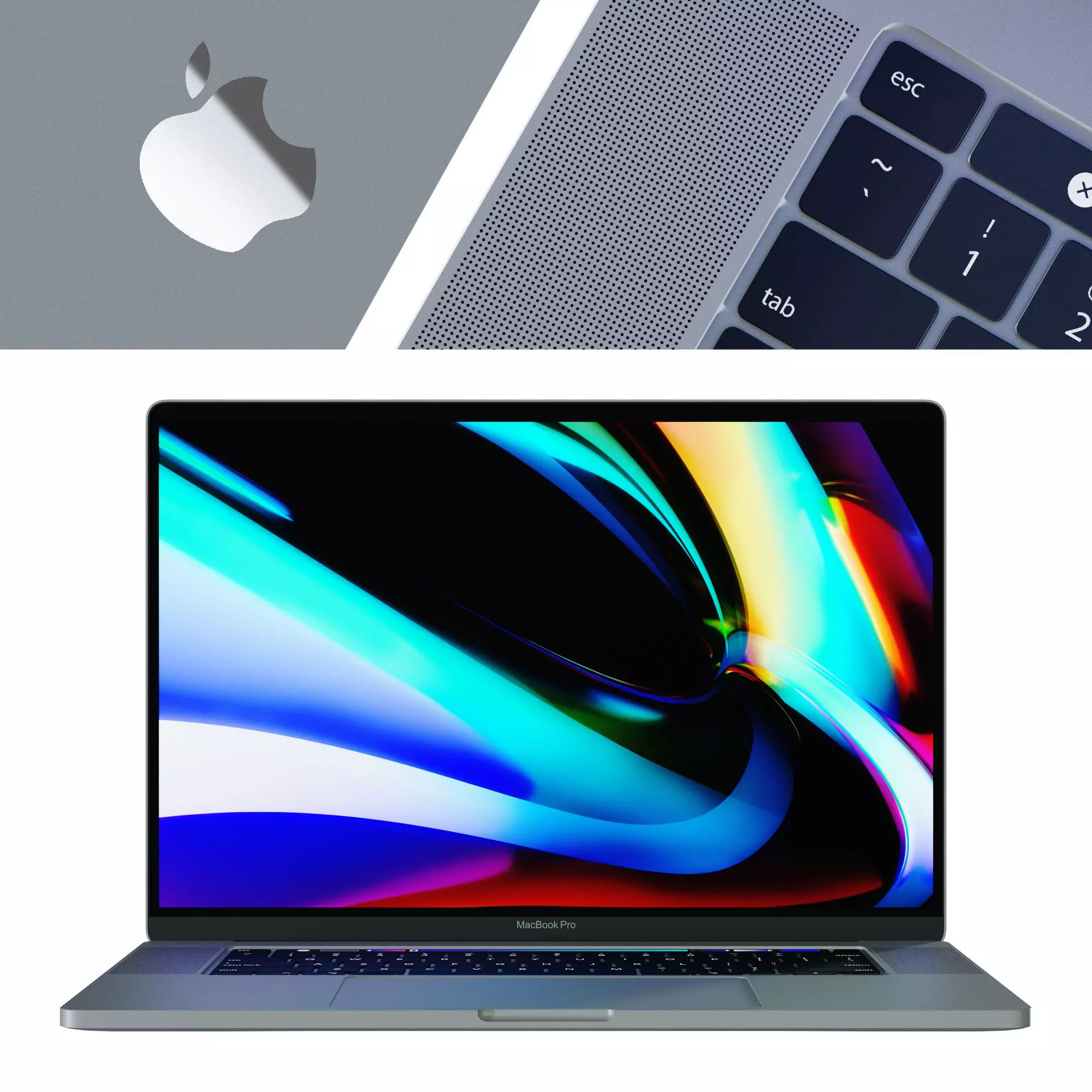 MacBook Pro 16 Grey and Space gray Low-poly 3D model_0