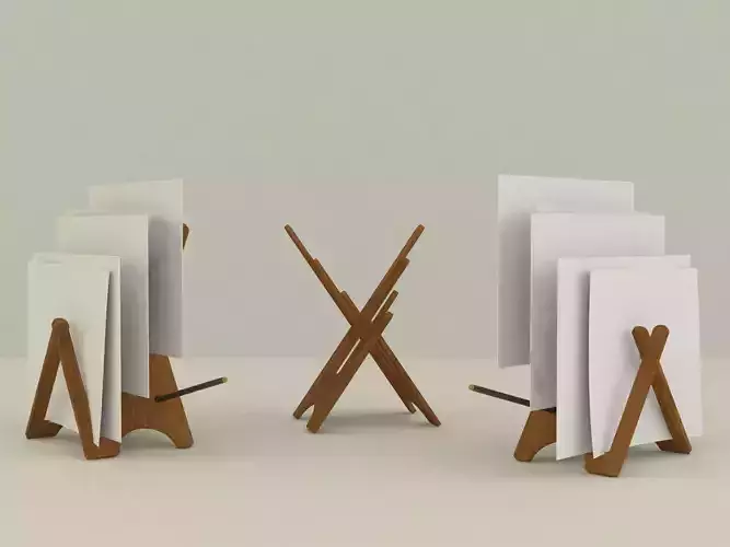 Portapapeles set of wooden easels 3D model