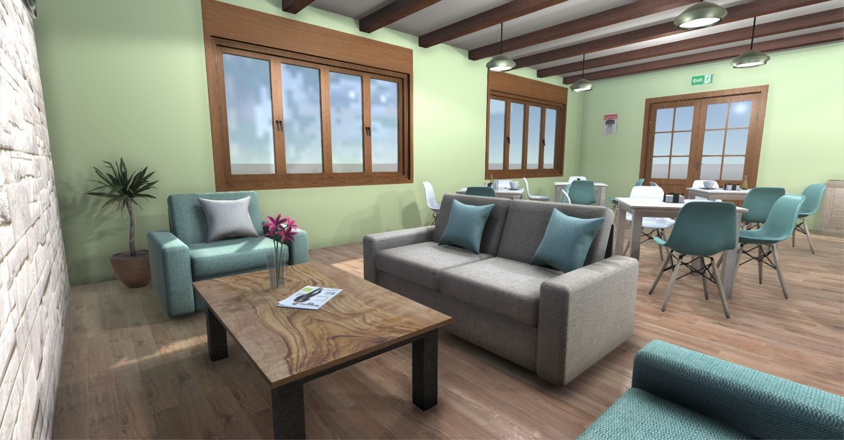 Hotel Cafe Low-poly 3D model_5