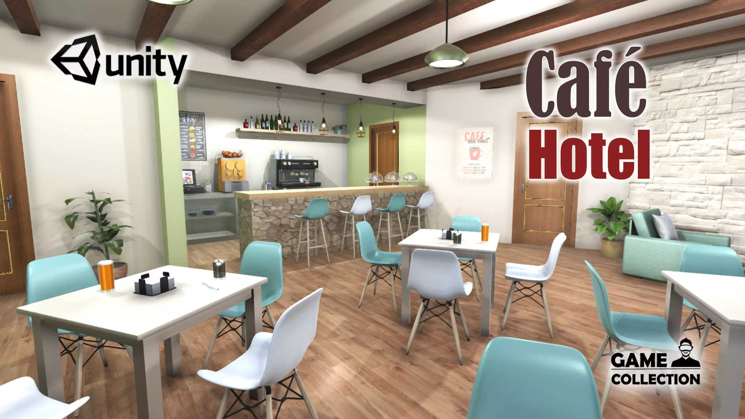 Hotel Cafe Low-poly 3D model_0