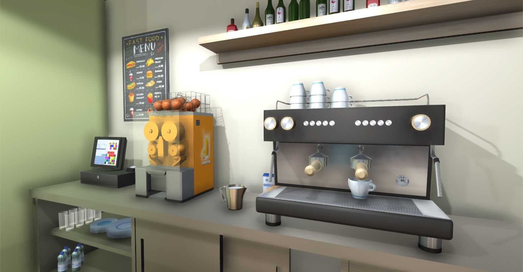 Hotel Cafe Low-poly 3D model_11