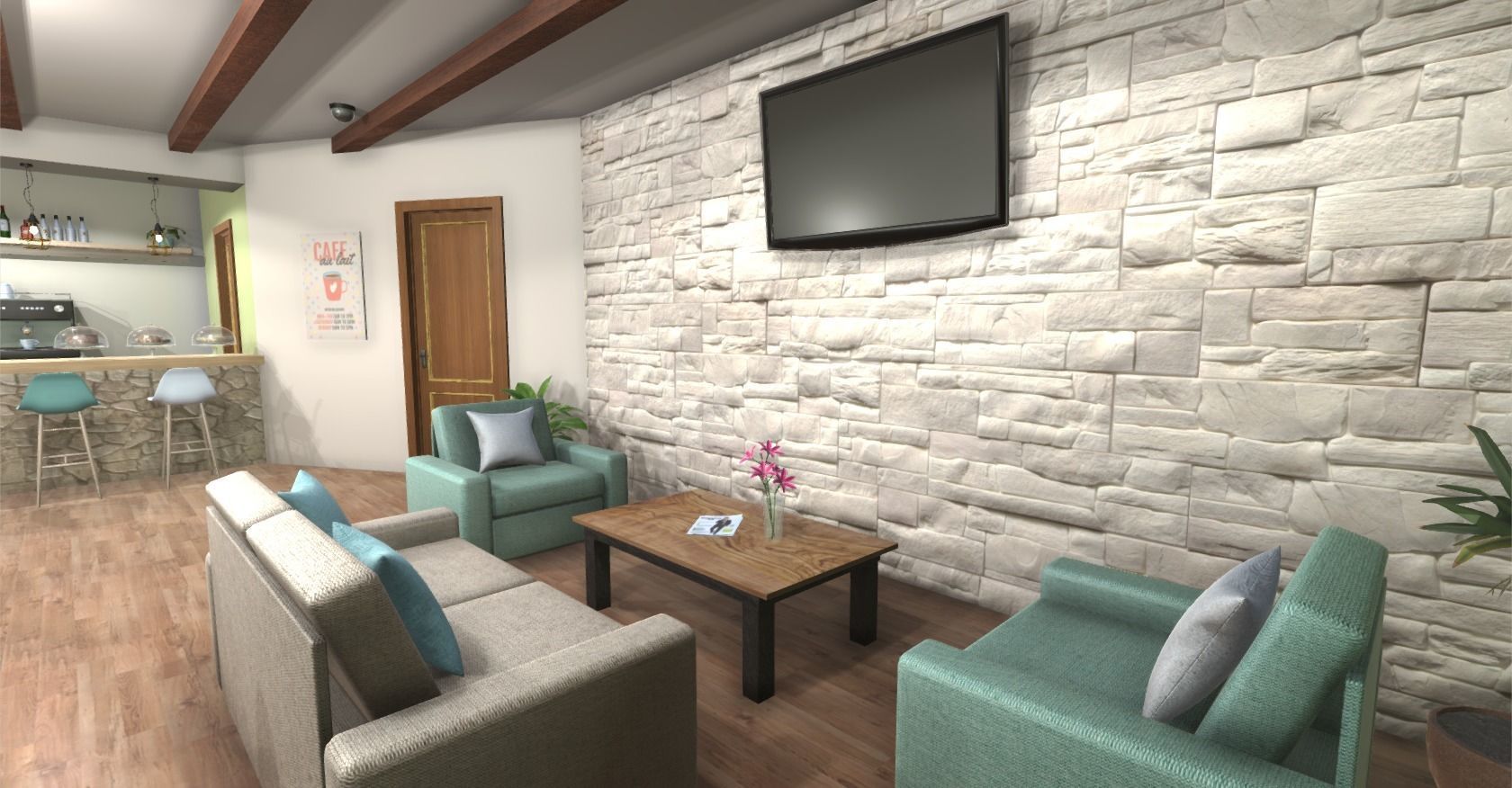 Hotel Cafe Low-poly 3D model_12