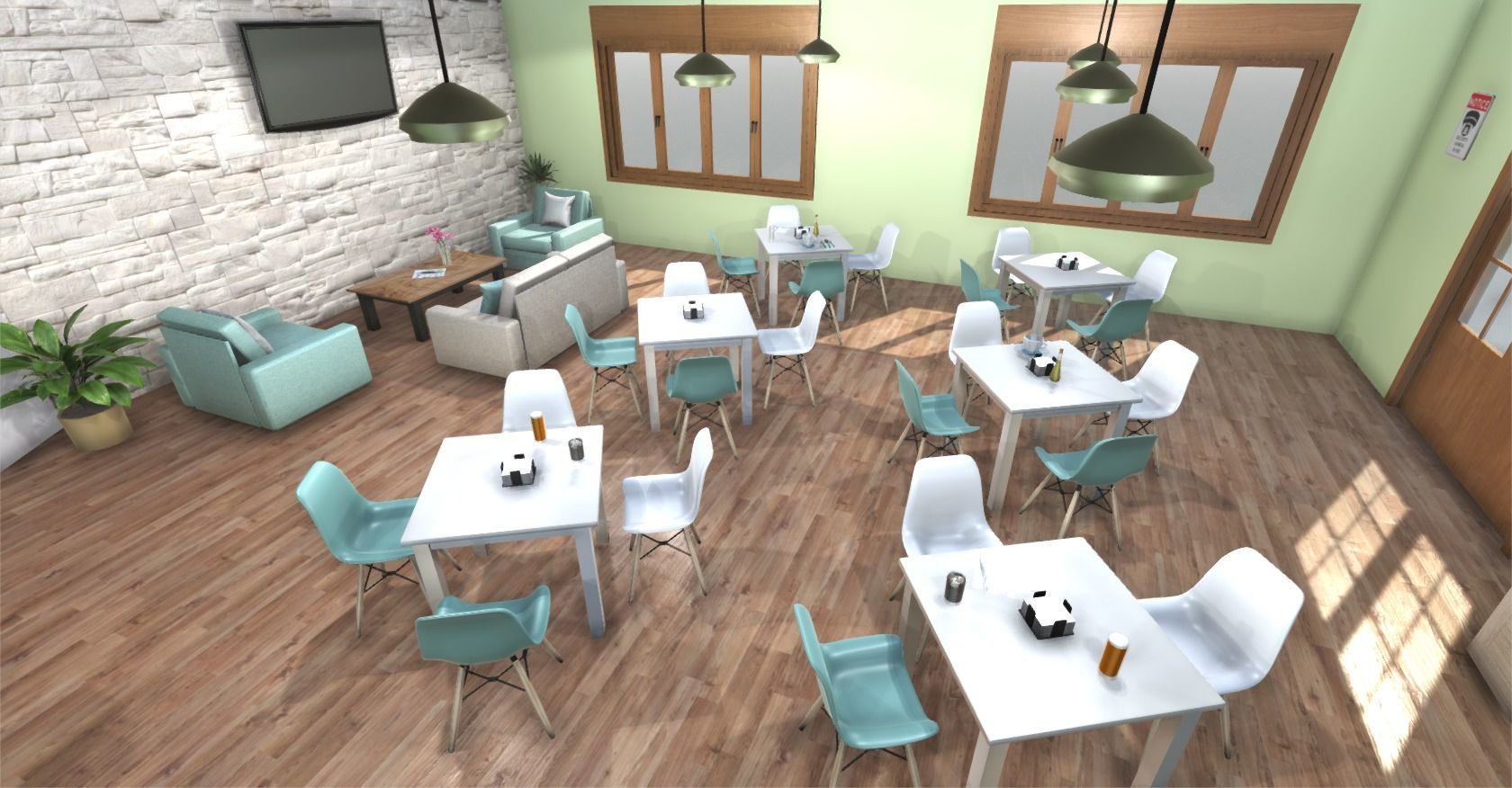 Hotel Cafe Low-poly 3D model_4