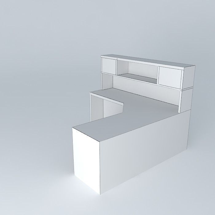 Home Office Desk Free 3D model_4