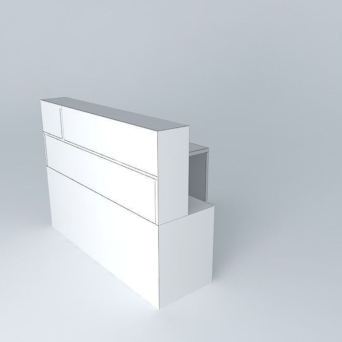 Home Office Desk Free 3D model_3