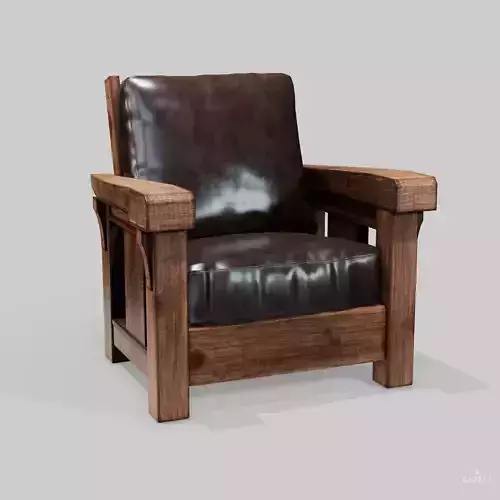 Rustic Wooden Armchair - PBR