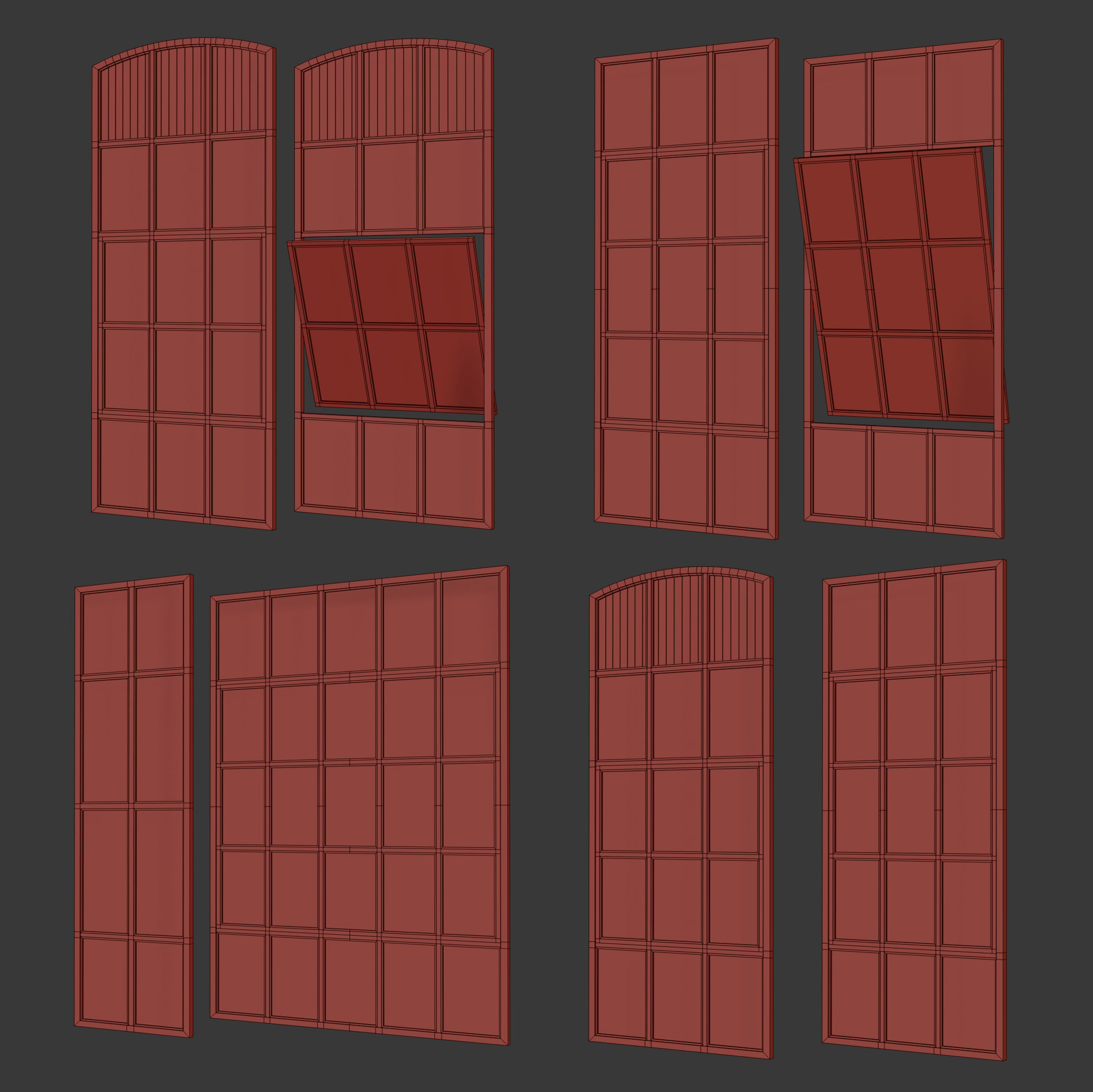 Loft windows Low-poly 3D model_7