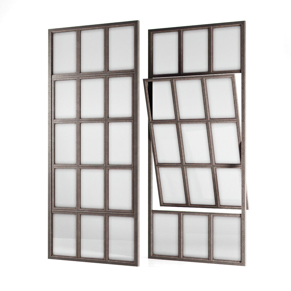 Loft windows Low-poly 3D model_2