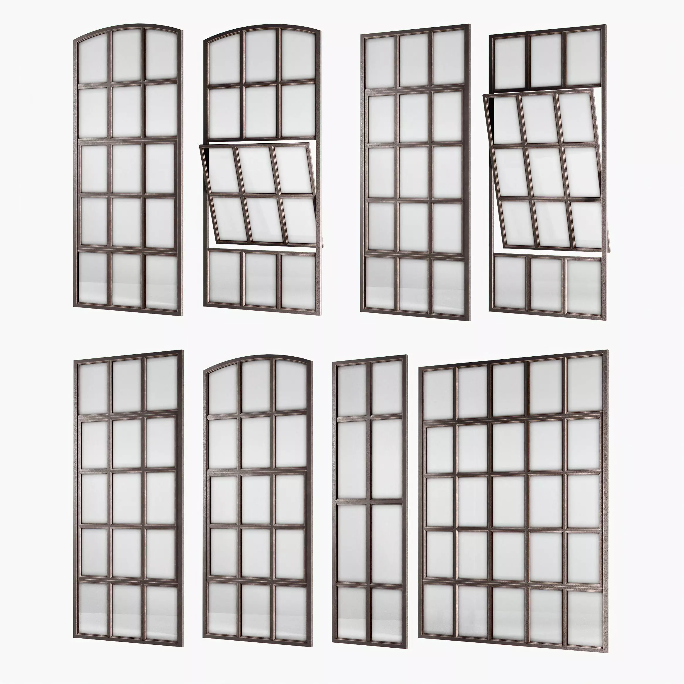 Loft windows Low-poly 3D model_0