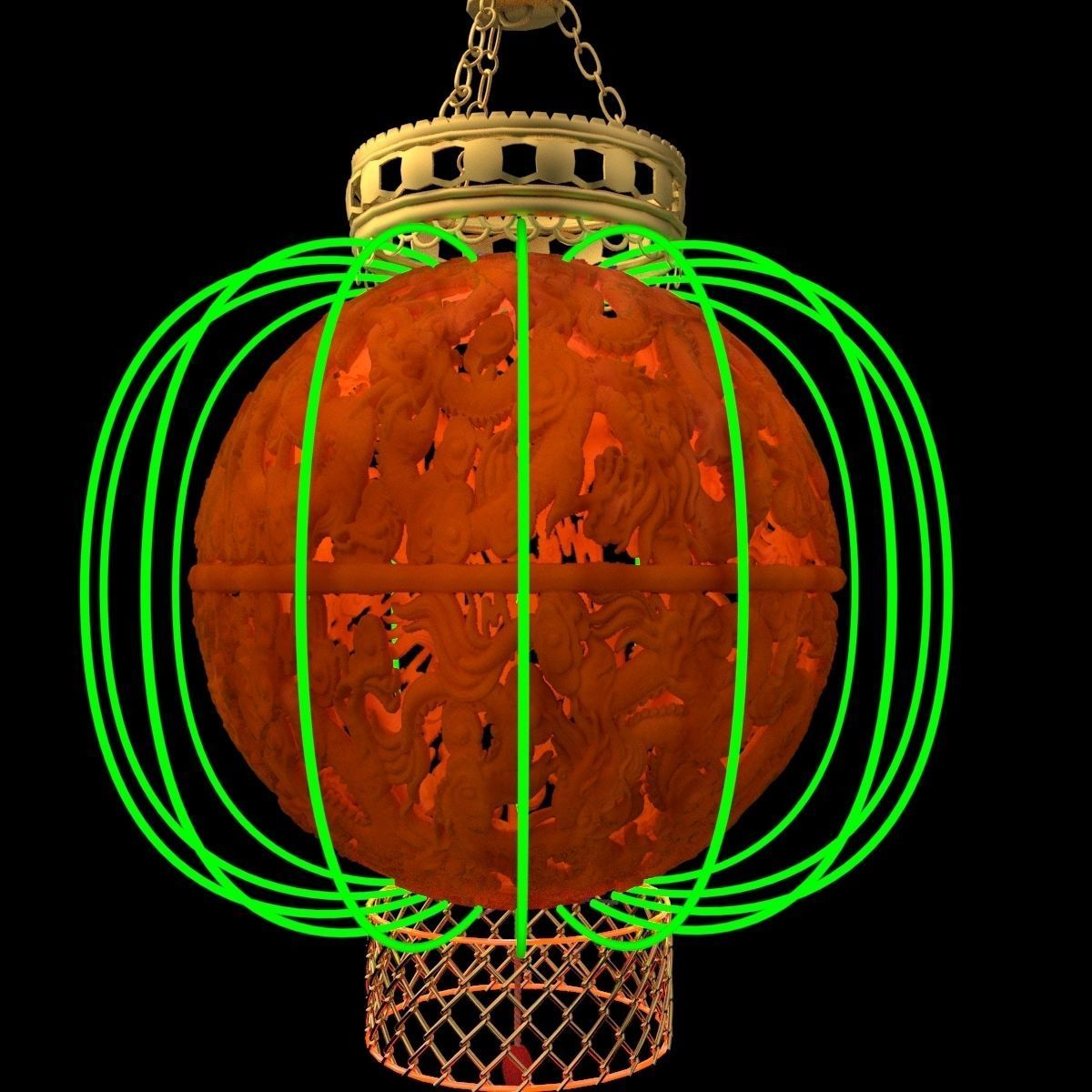 Chinese lantern 3D model_2