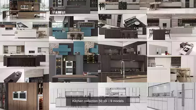 Kitchen collection 50 x9  3D Model Pack 2
