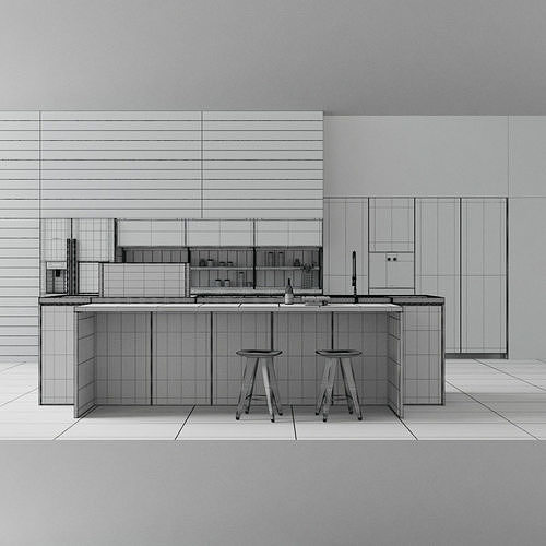 Kitchen collection 50 x9  3D Model Pack 7