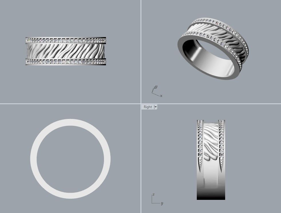 Women ring with gems 3dm stl 3D print model_10