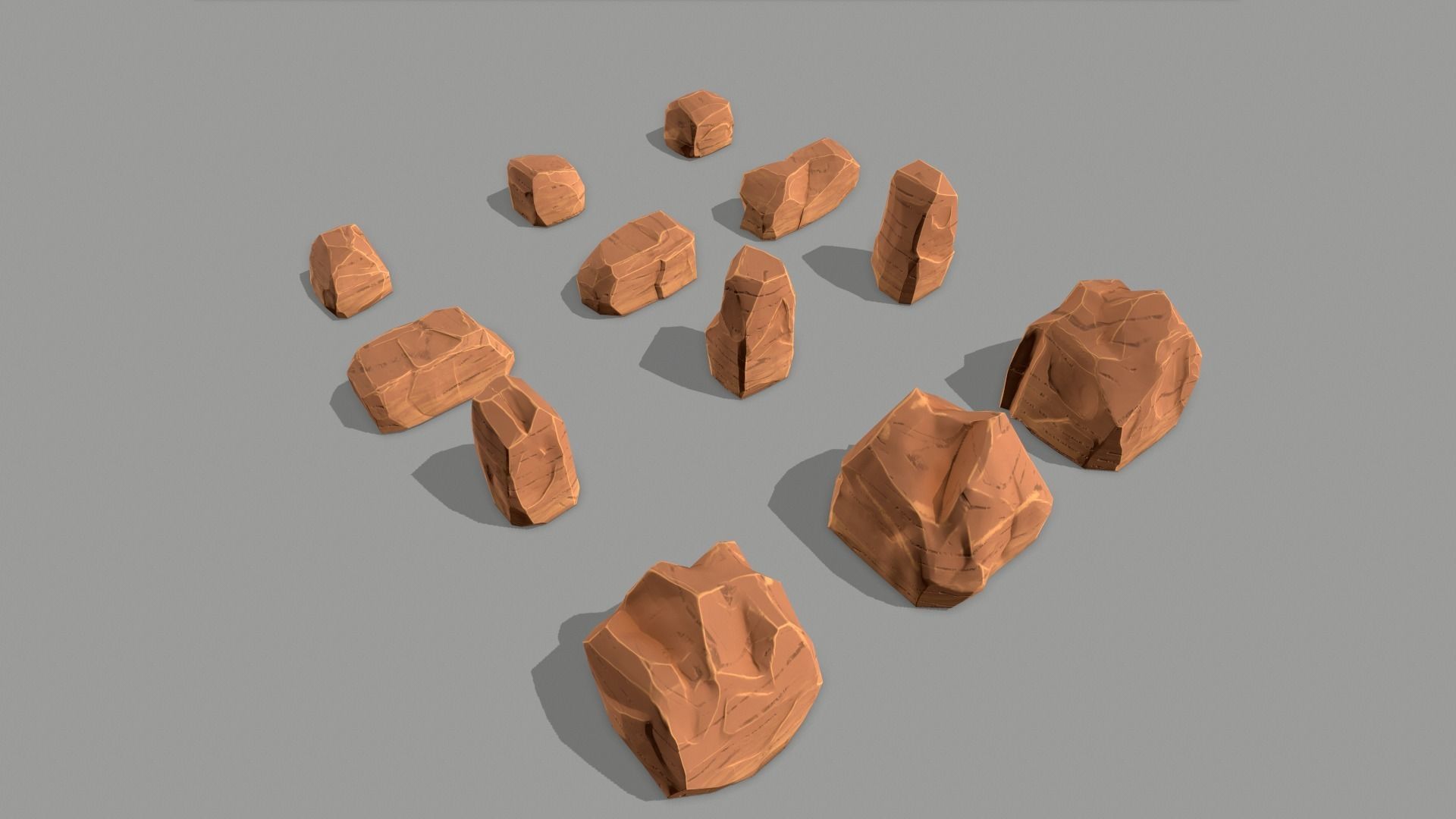 Stone game ready Low-poly 3D model_9