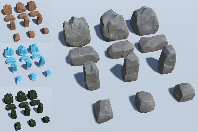 Stone game ready Low-poly 3D model