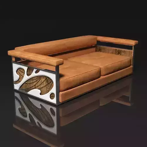 Sofa 3d model leather with abstract design