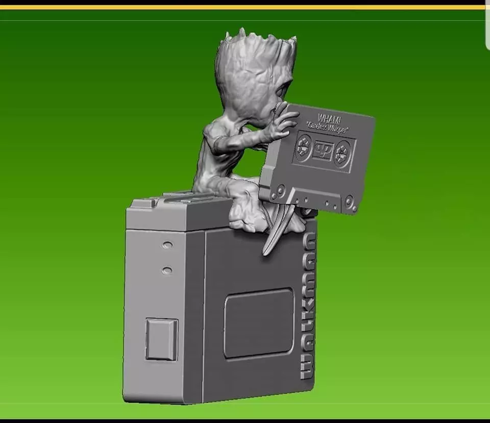 Baby Groot Mix tape fan art 3D print model