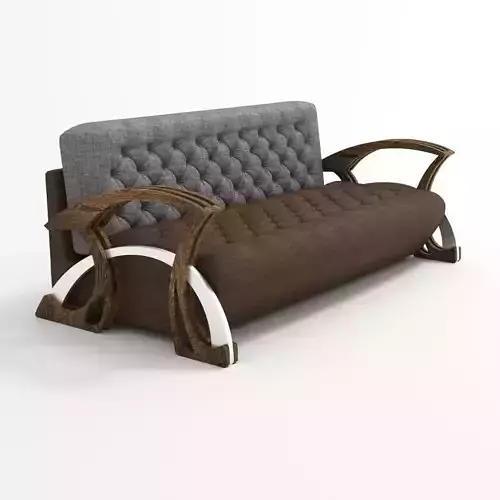 Sofa 3d model with wooden frame and metal legs