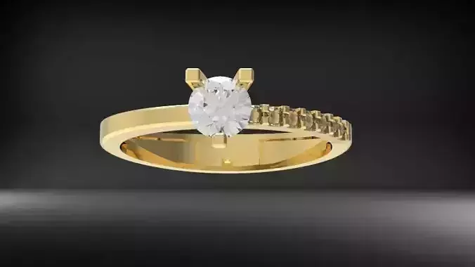 Solitaire Ring With Side Diamonds