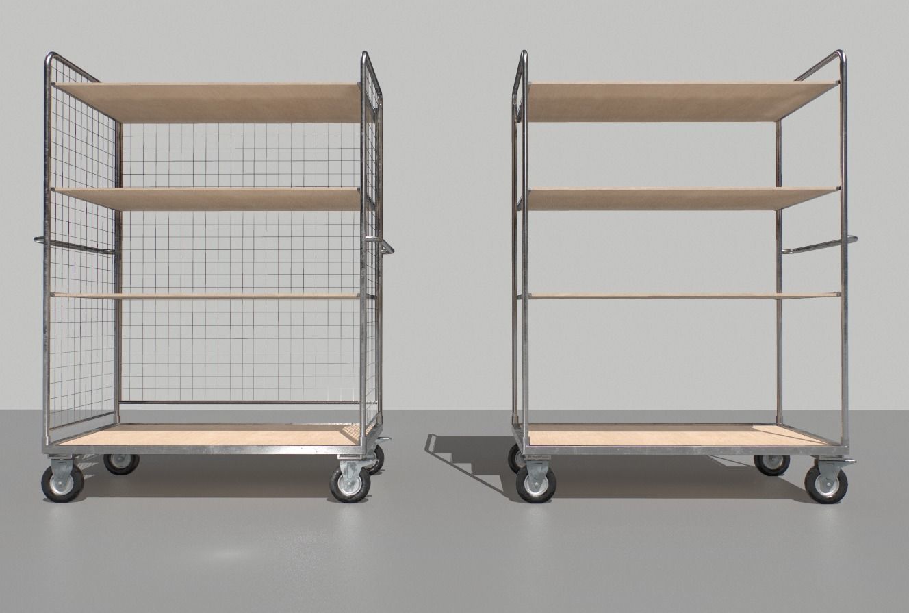 Warehouse Trolley pack 2 Low-poly 3D model_7
