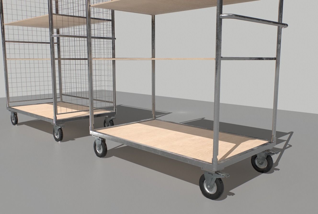 Warehouse Trolley pack 2 Low-poly 3D model_4