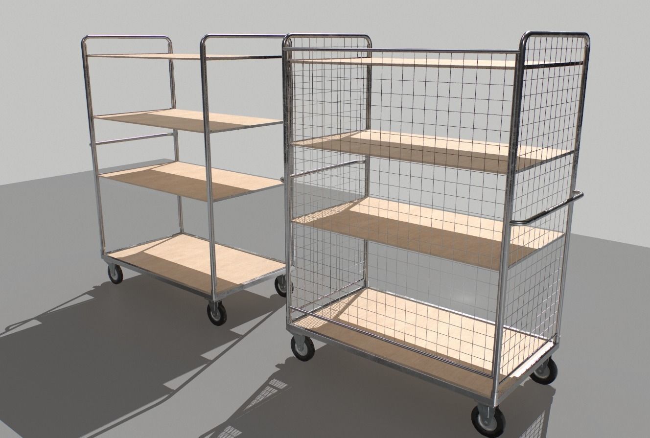 Warehouse Trolley pack 2 Low-poly 3D model_5