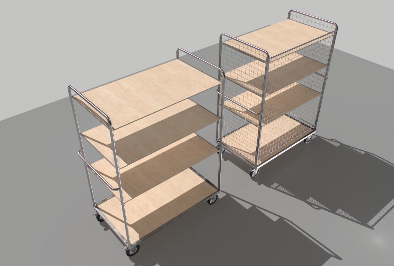 Warehouse Trolley pack 2 Low-poly 3D model_6