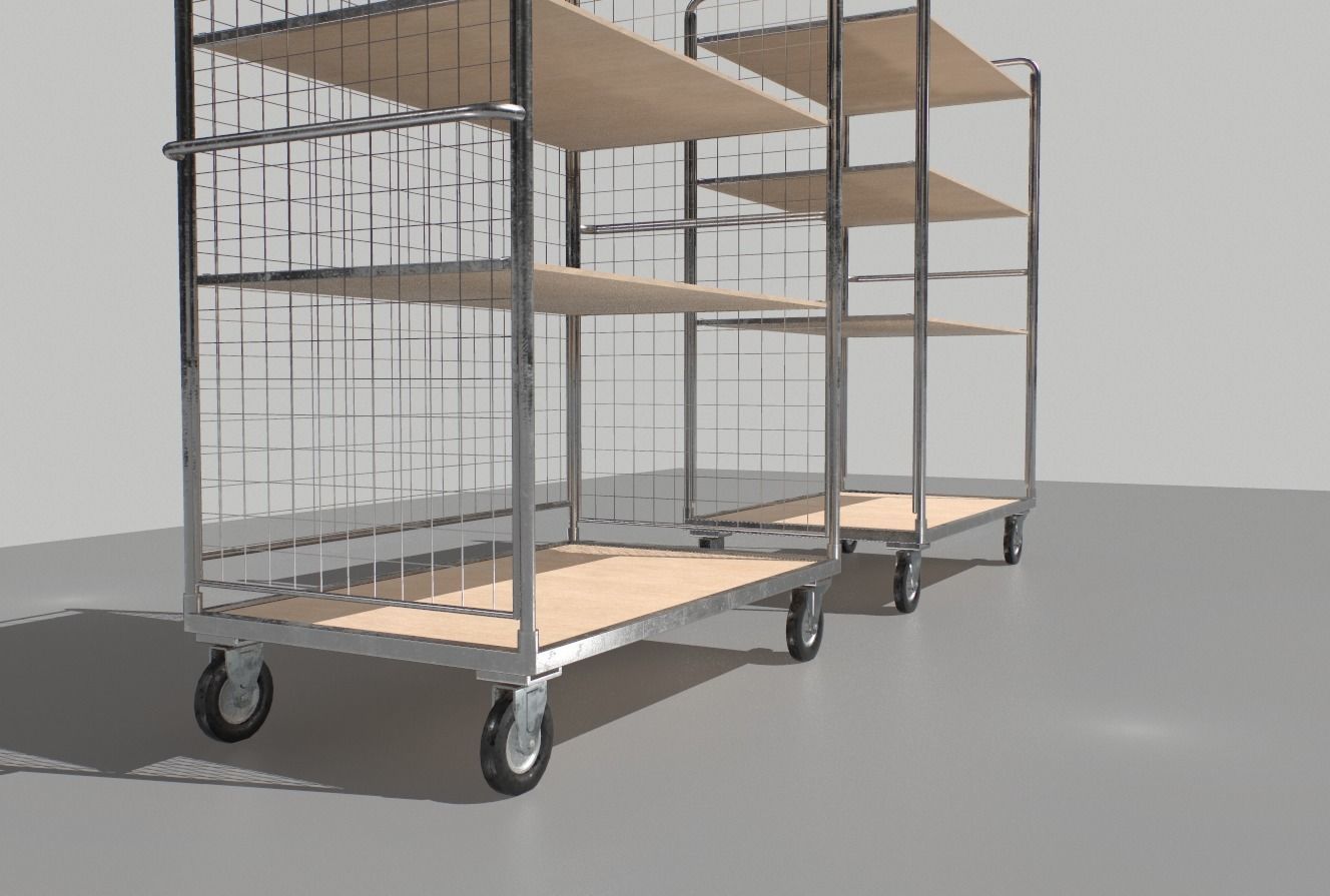 Warehouse Trolley pack 2 Low-poly 3D model_3