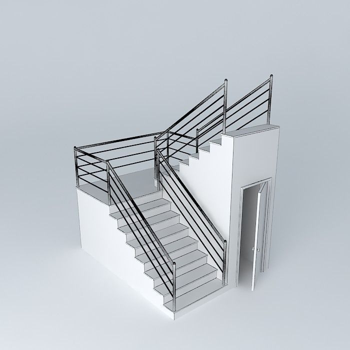 Staircase with closet Free 3D model_3