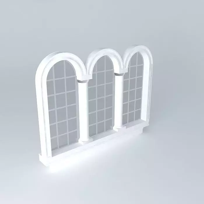 3 Narrow Arched windows 3D model_0