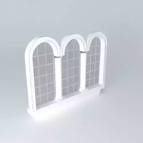 3 Narrow Arched windows 3D model