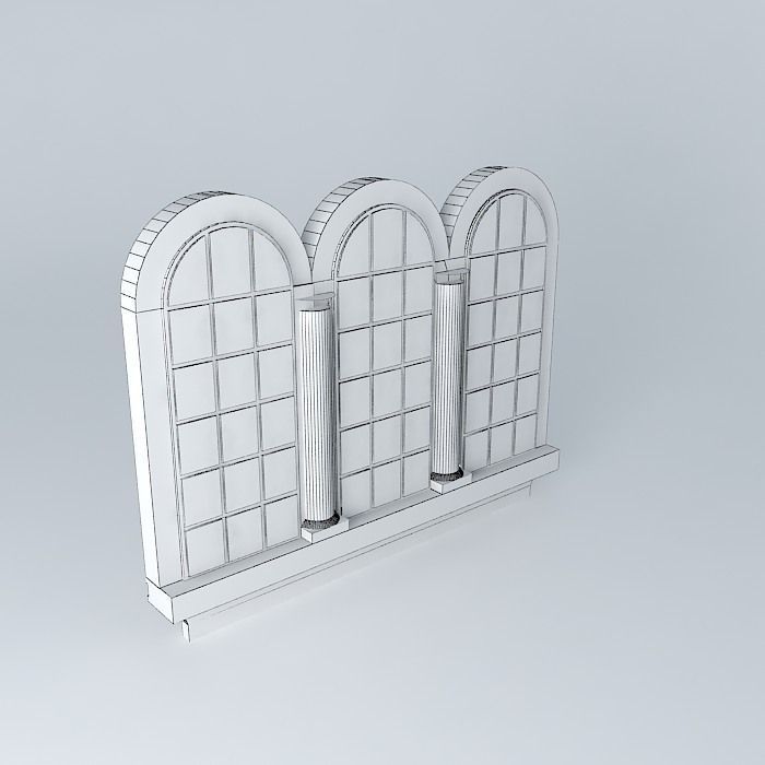3 Narrow Arched windows 3D model_4