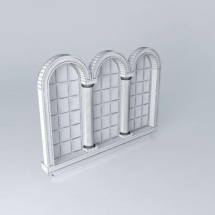 3 Narrow Arched windows 3D model_3