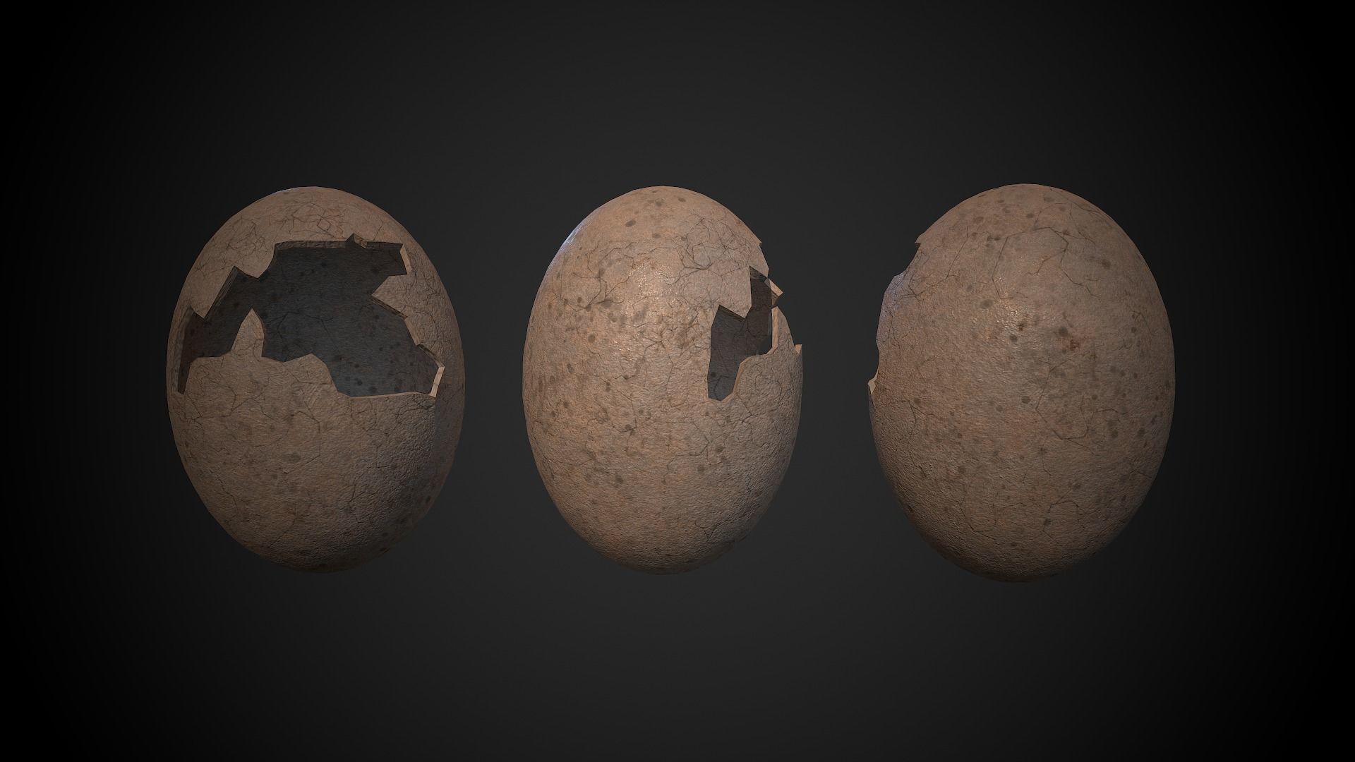 Broken Dinosaur Egg Low-poly 3D model_5