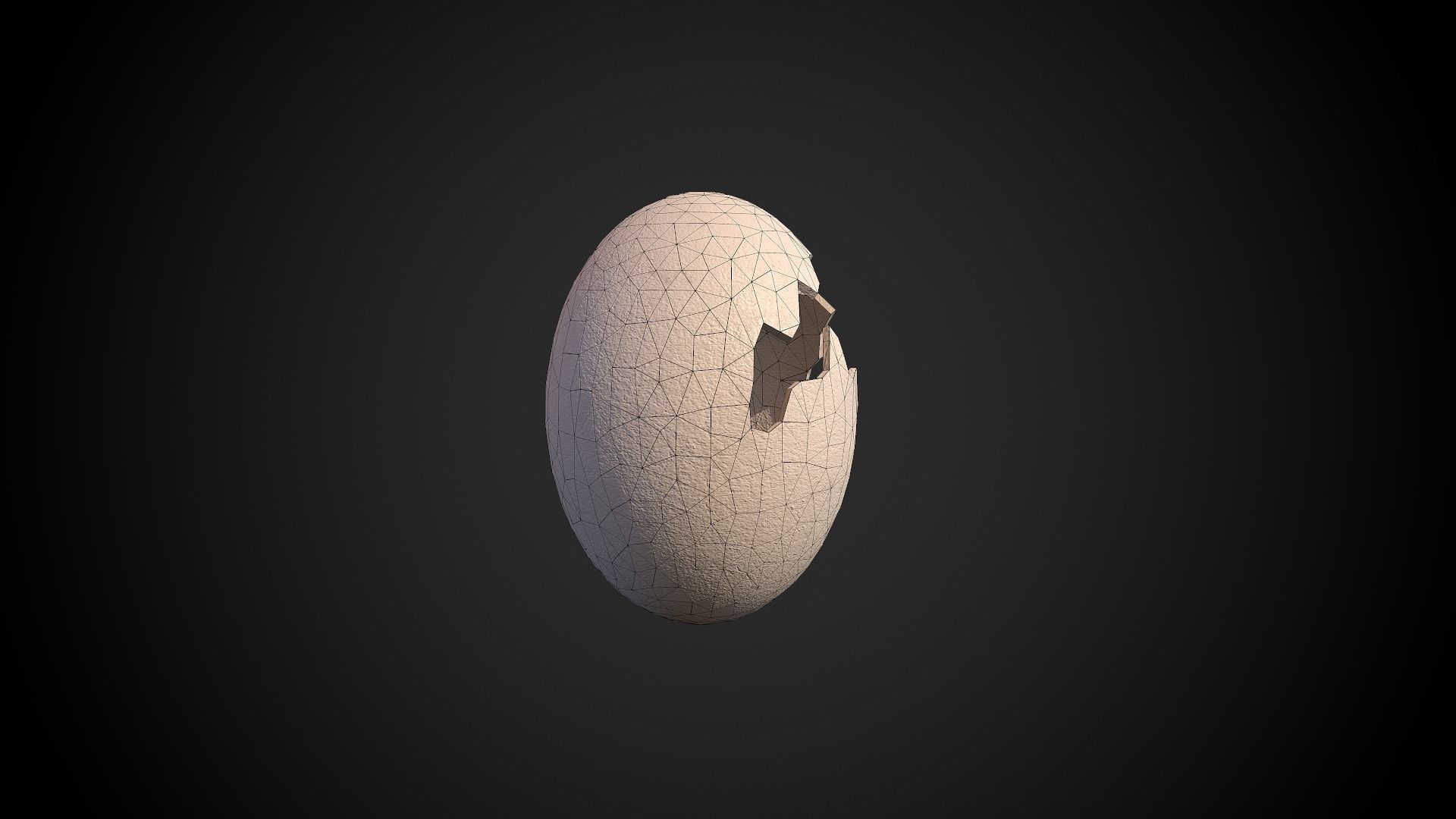 Broken Dinosaur Egg Low-poly 3D model_6