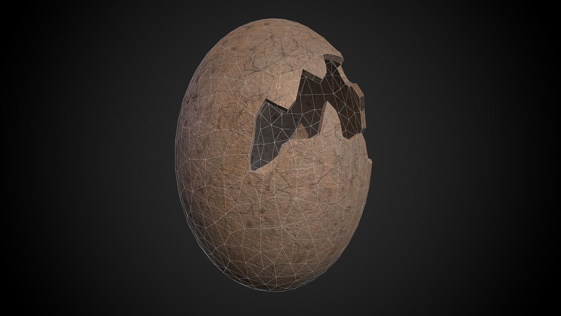 Broken Dinosaur Egg Low-poly 3D model_7