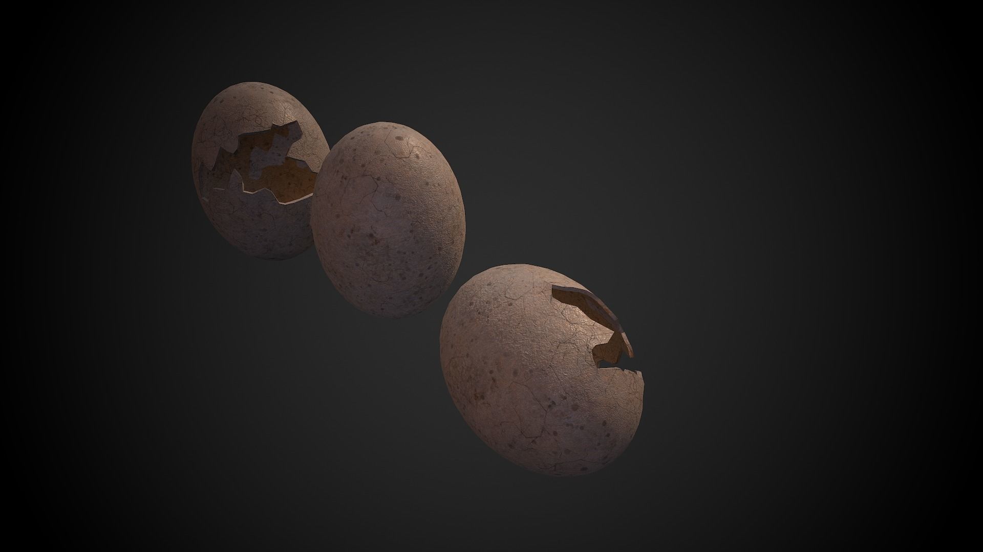 Broken Dinosaur Egg Low-poly 3D model_10