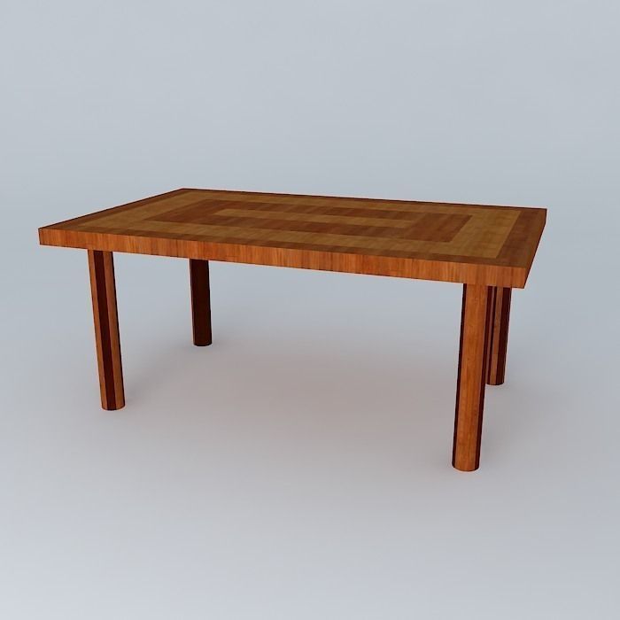 Table wooden dining Free 3D model_1